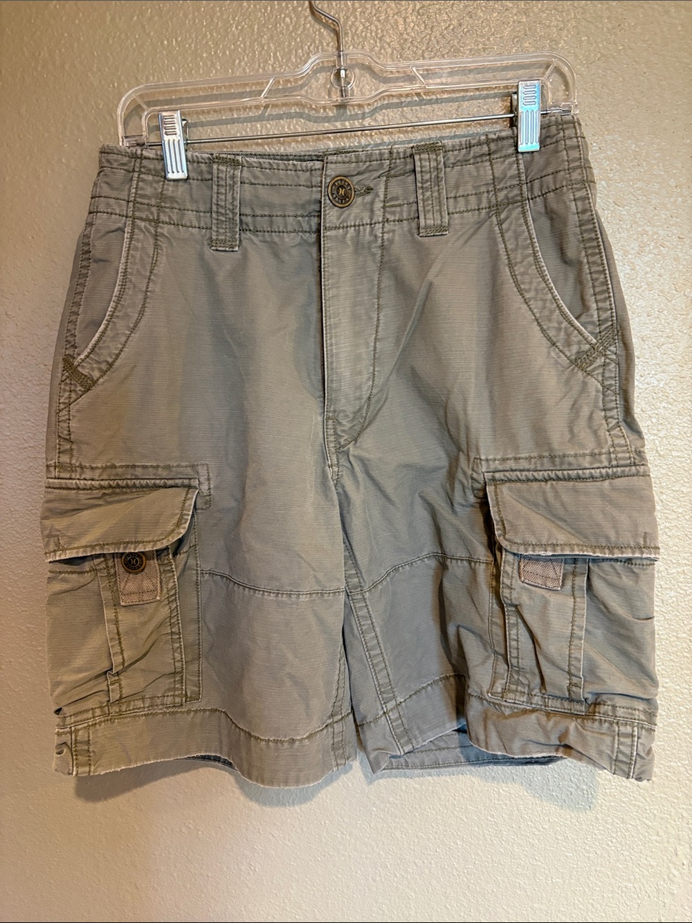 Hurley International Y2K Men’s Cargo Shorts 30 Gray/Khaki Utility Surf Skate